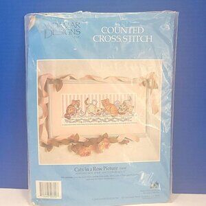 Vintage Cats in a Row Counted Cross Stitch Kit by Candamar Designs